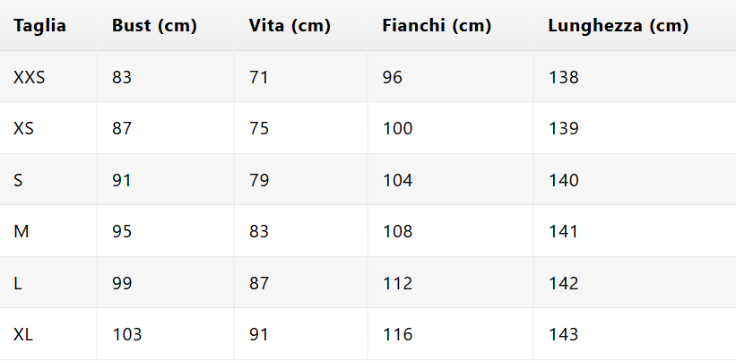 Size chart